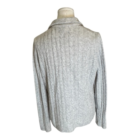 C by Bloomingdale's Light Gray Cable Knit Blazer Cardigan Sweater Soft L Luxury - Picture 2 of 6